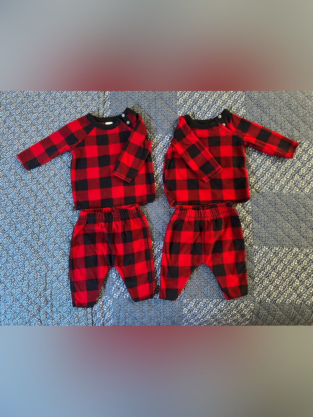 Twin set Carter's Red and Black Buffalo Plaid Kids Pajama Set 3m